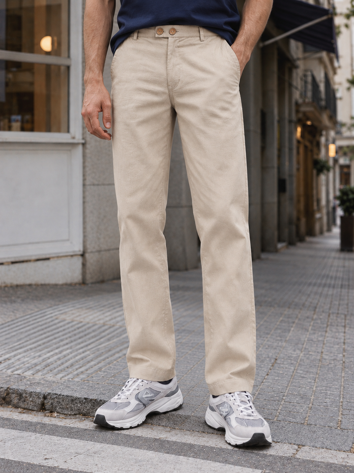 Casual Fit: Cream Linen Pants