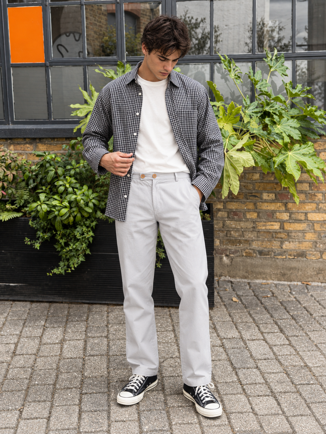 Casual Fit: Light Grey Linen Pants