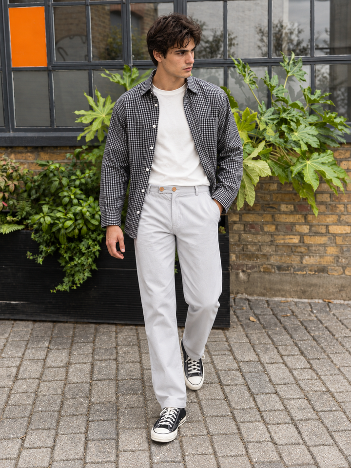 Casual Fit: Light Grey Linen Pants