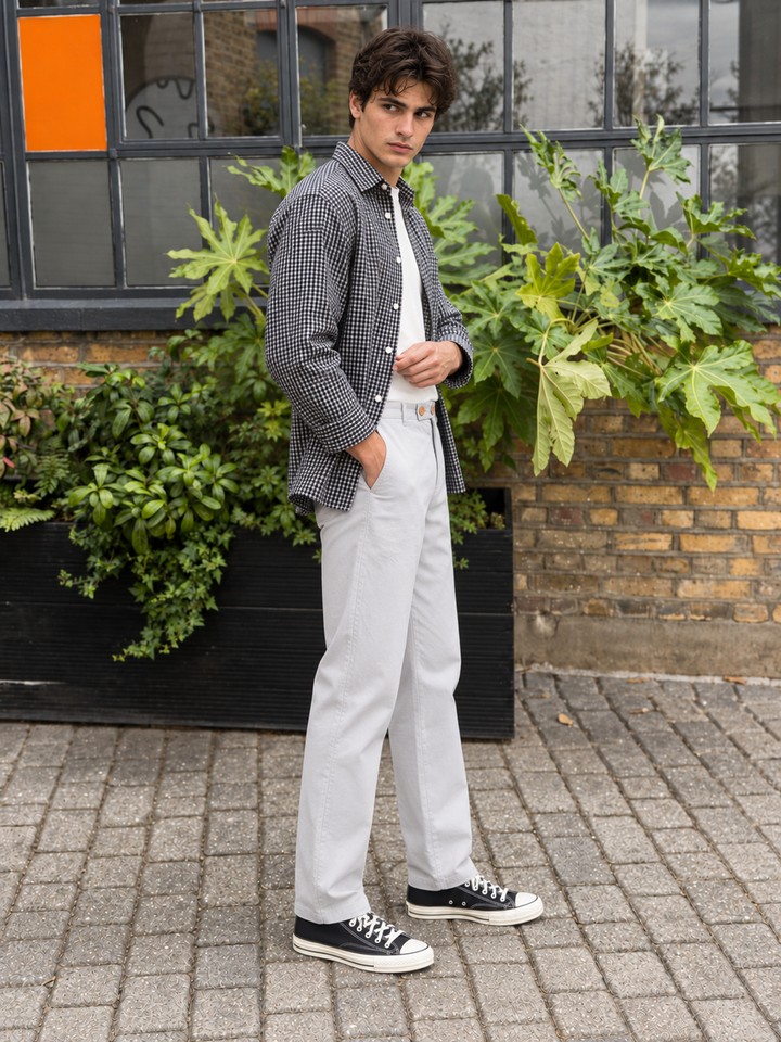 Casual Fit: Light Grey Linen Pants