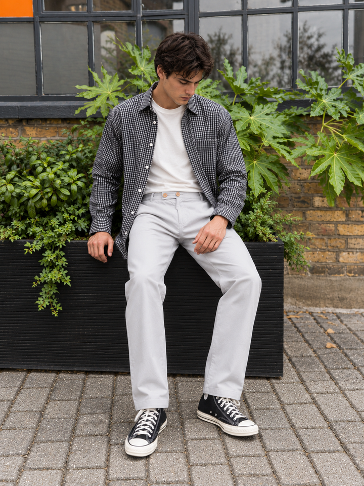 Casual Fit: Light Grey Linen Pants