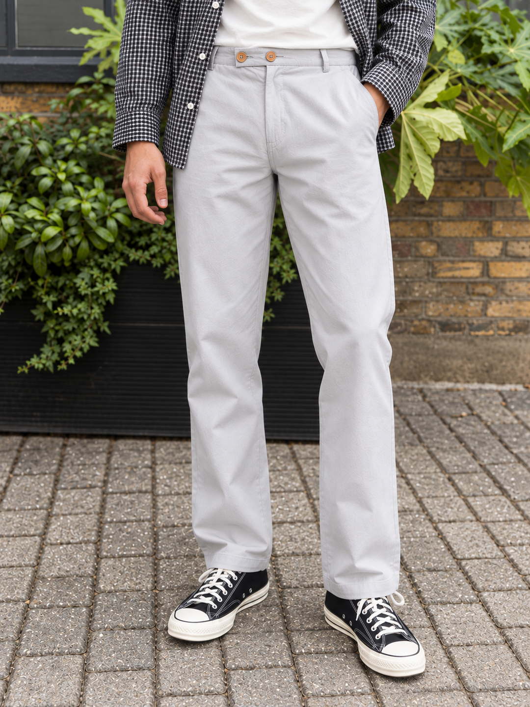 Casual Fit: Light Grey Linen Pants