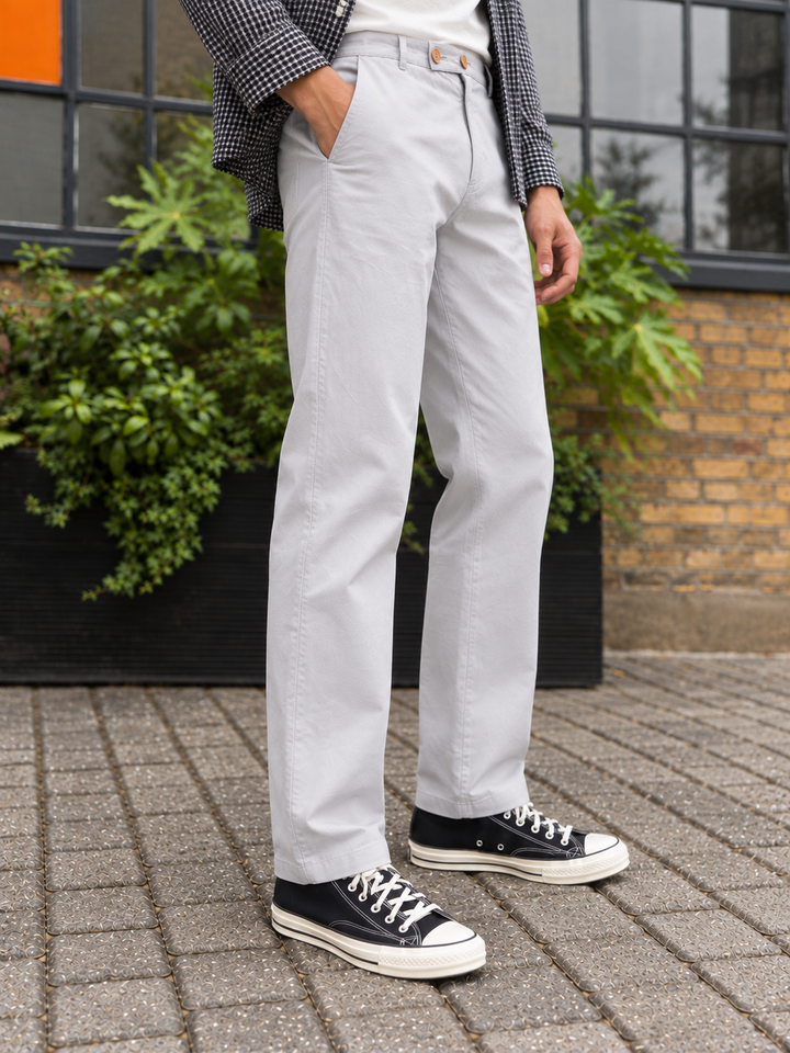 Casual Fit: Light Grey Linen Pants