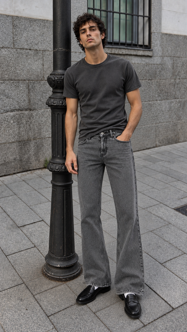 Bootcut : Acid Washed Jeans