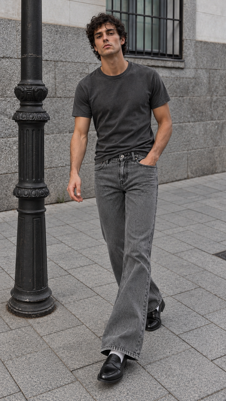 Bootcut : Acid Washed Jeans