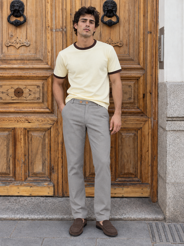 Casual Fit: Light Grey Linen Pants