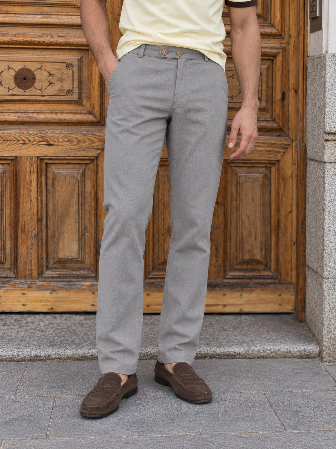 Casual Fit: Light Grey Linen Pants