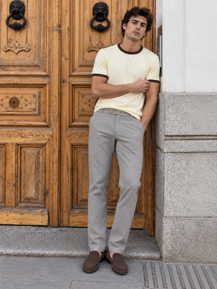 Casual Fit: Light Grey Linen Pants