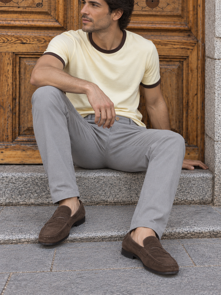 Casual Fit: Light Grey Linen Pants