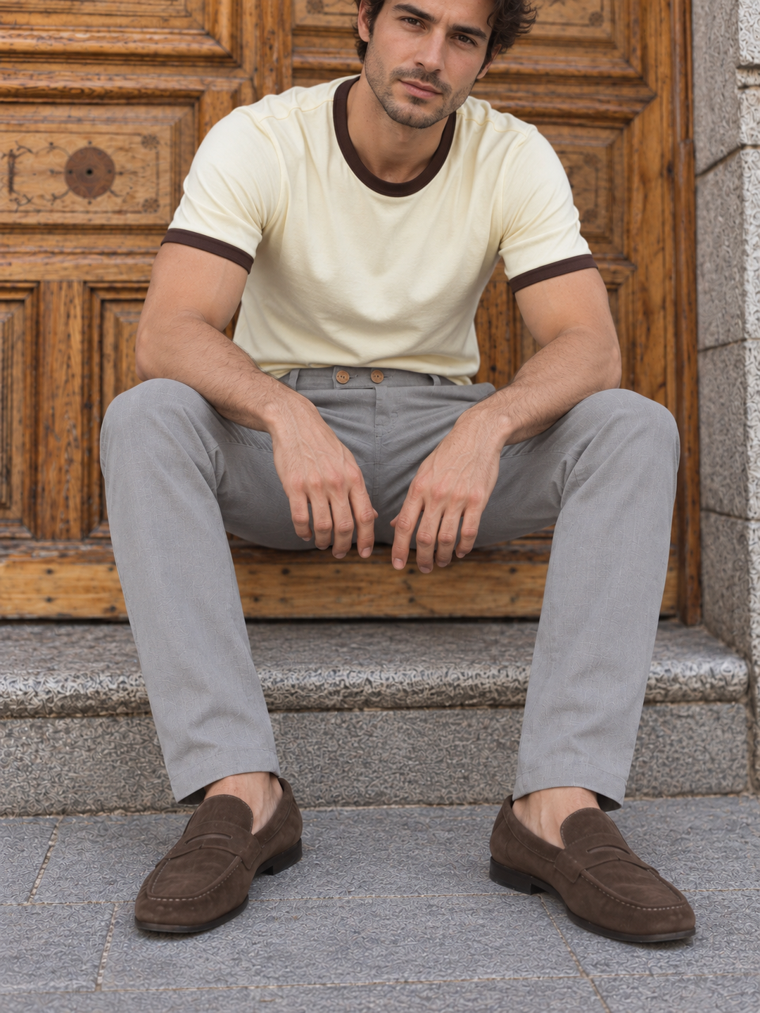 Casual Fit: Light Grey Linen Pants