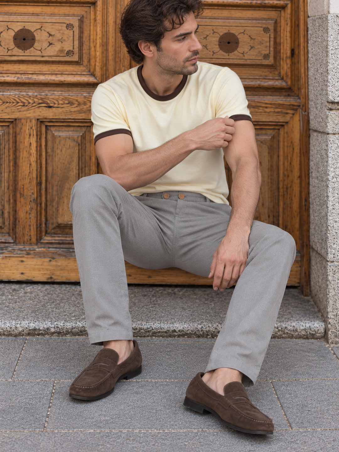 Casual Fit: Light Grey Linen Pants