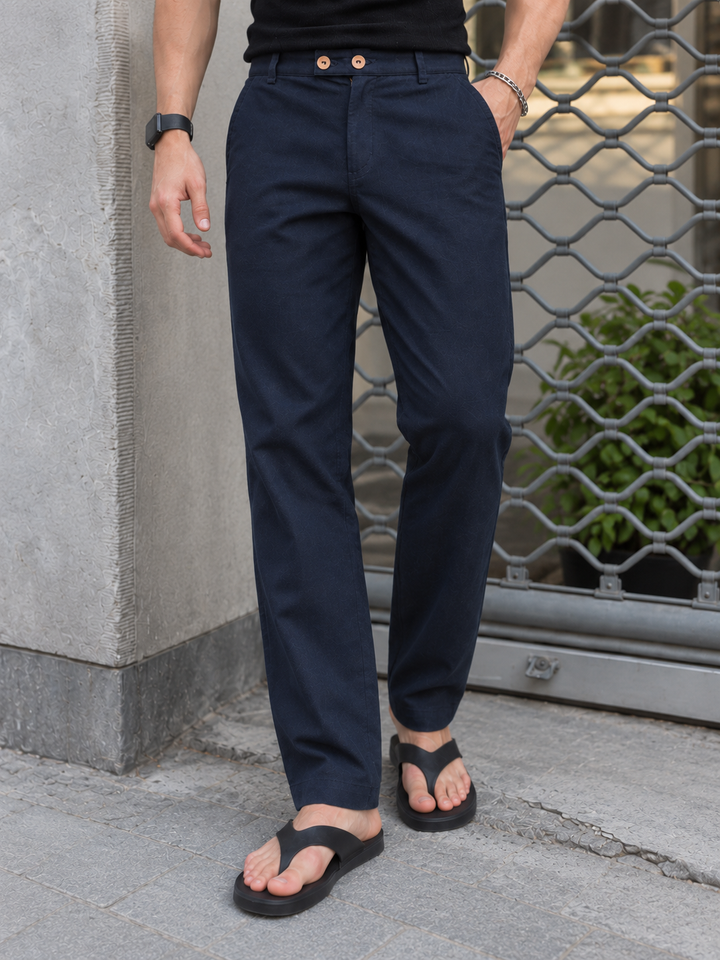 Casual Fit: Navy Linen Pants