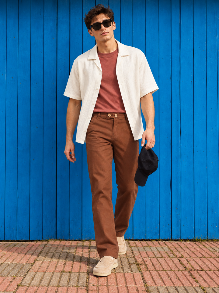 Casual Fit: Chocolate Brown Linen Pants
