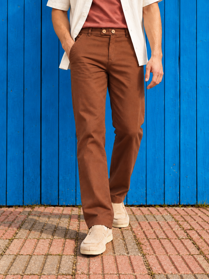 Casual Fit: Chocolate Brown Linen Pants