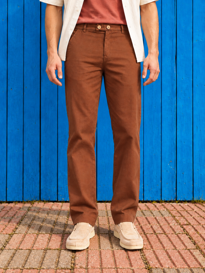 Casual Fit: Chocolate Brown Linen Pants