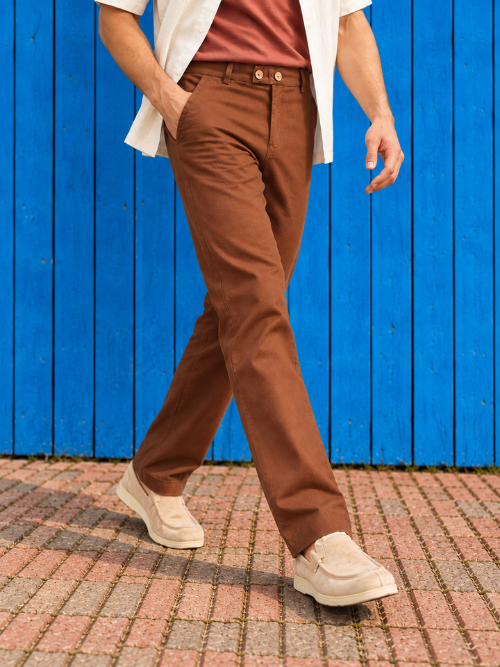 Casual Fit: Chocolate Brown Linen Pants