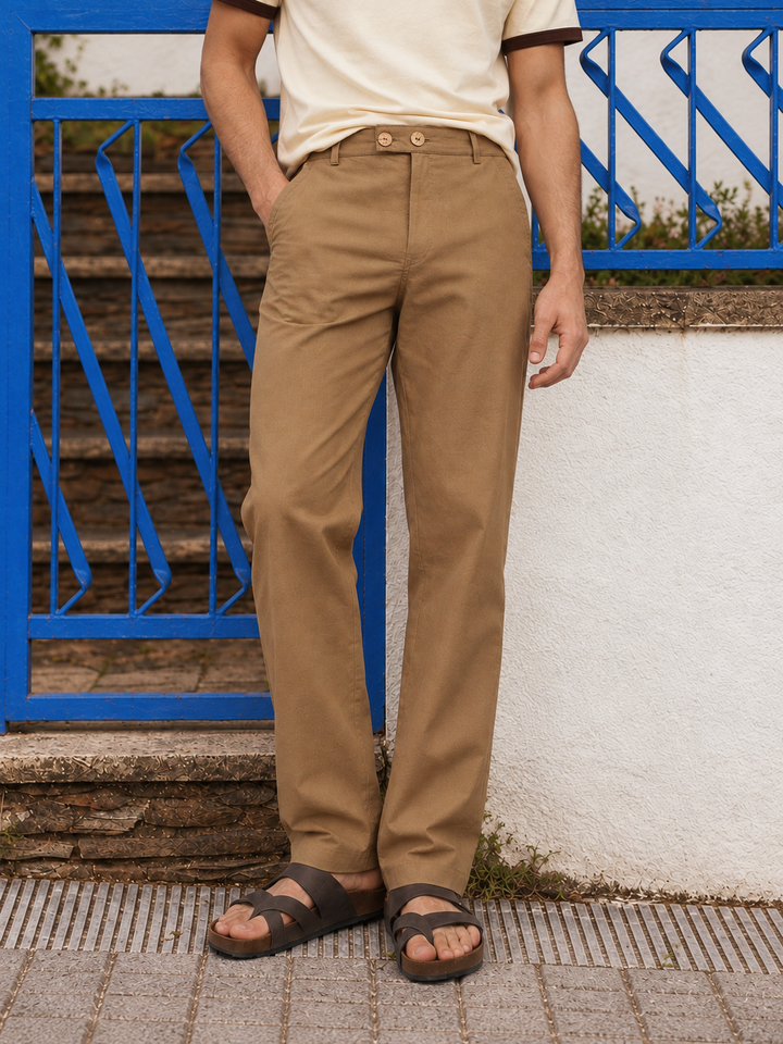 Casual Fit: Dark Ochre Linen Pants