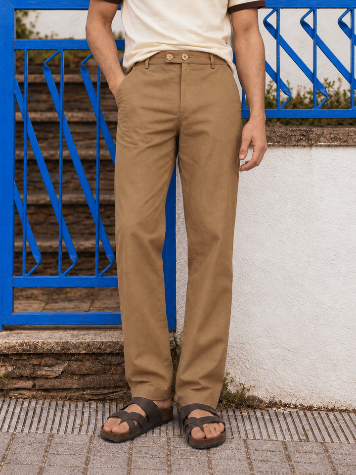 Casual Fit: Dark Ochre Linen Pants