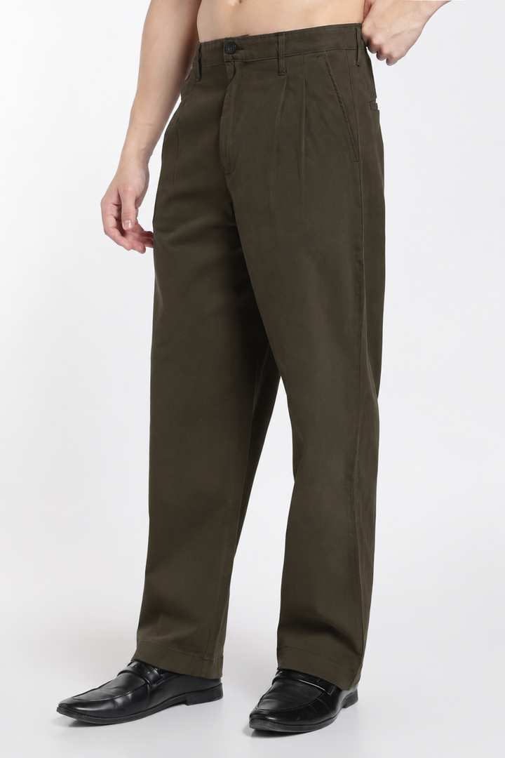 Korean Fit: Straight Fit Olive Pants