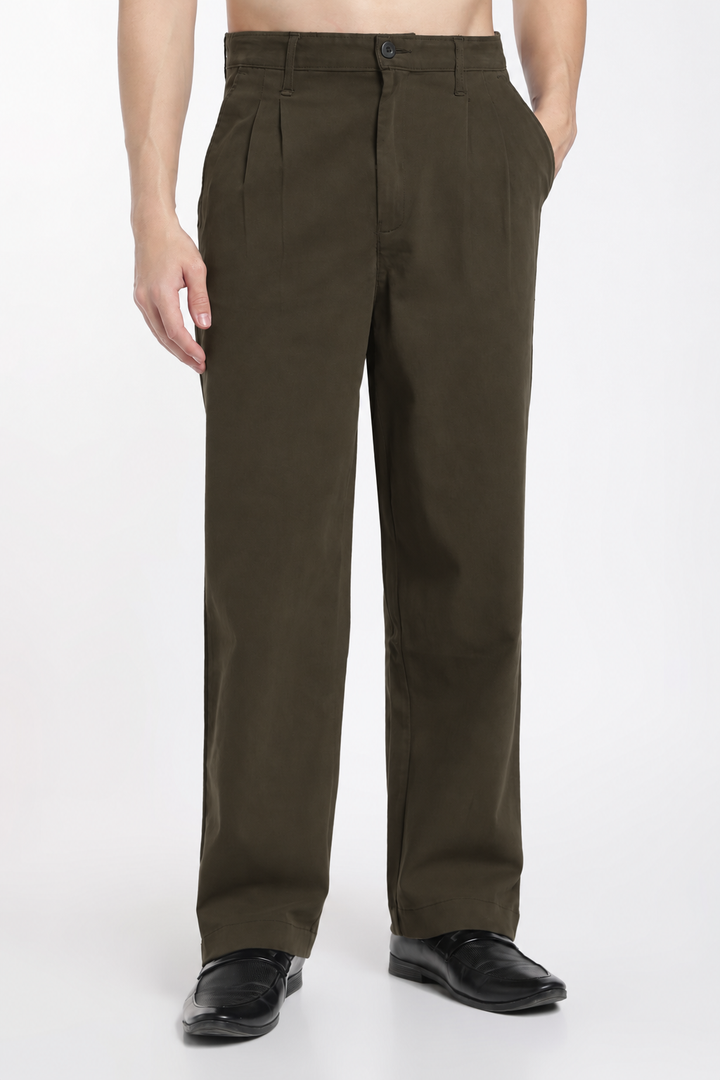 Korean Fit: Straight Fit Olive Pants