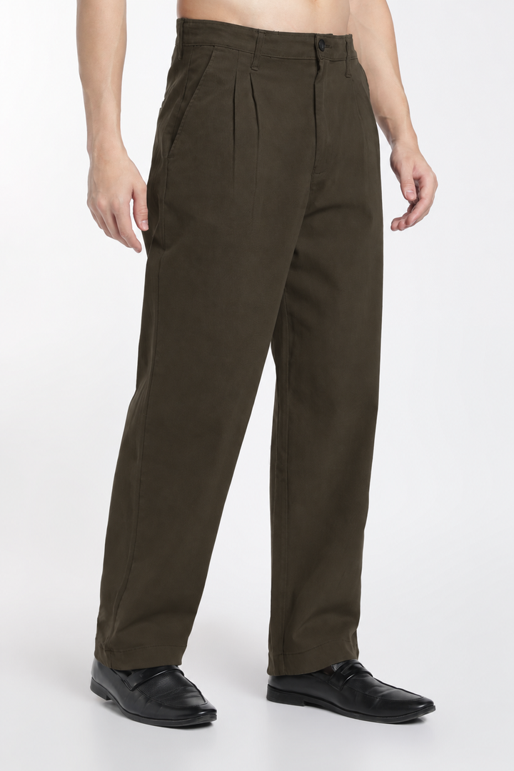 Korean Fit: Straight Fit Olive Pants