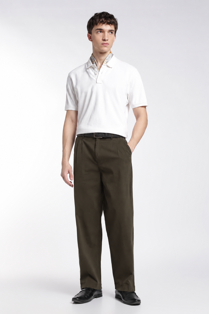 Korean Fit: Straight Fit Olive Pants