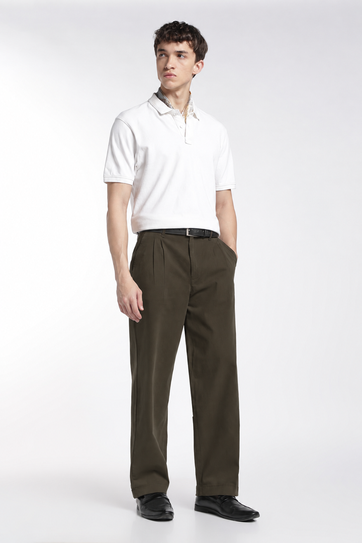 Korean Fit: Straight Fit Olive Pants