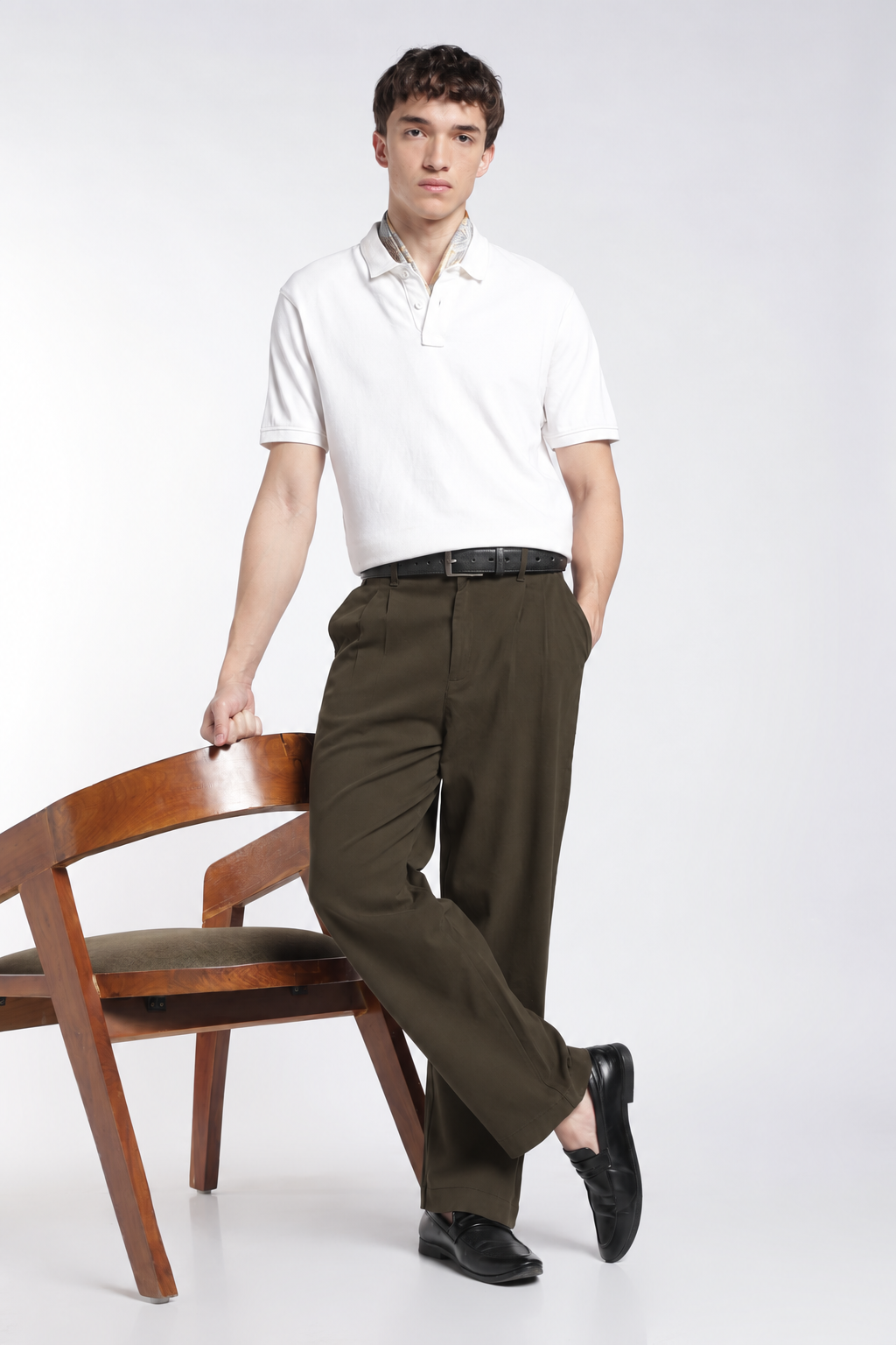 Korean Fit: Straight Fit Olive Pants