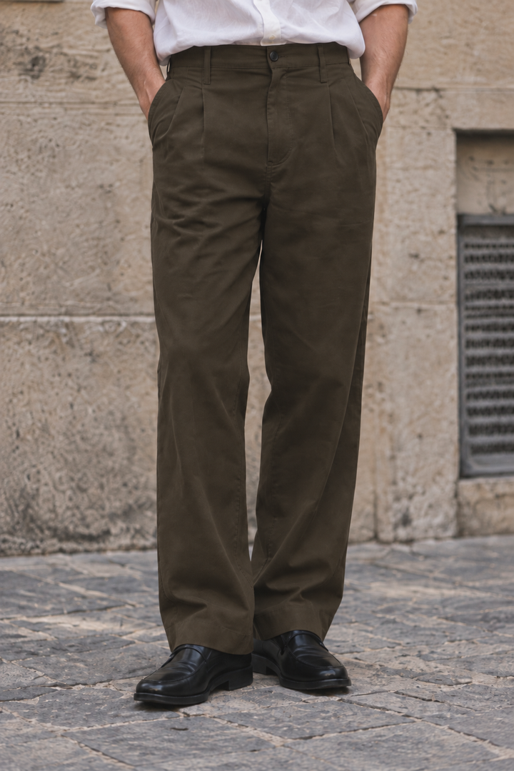 Korean Fit: Straight Fit Olive Pants