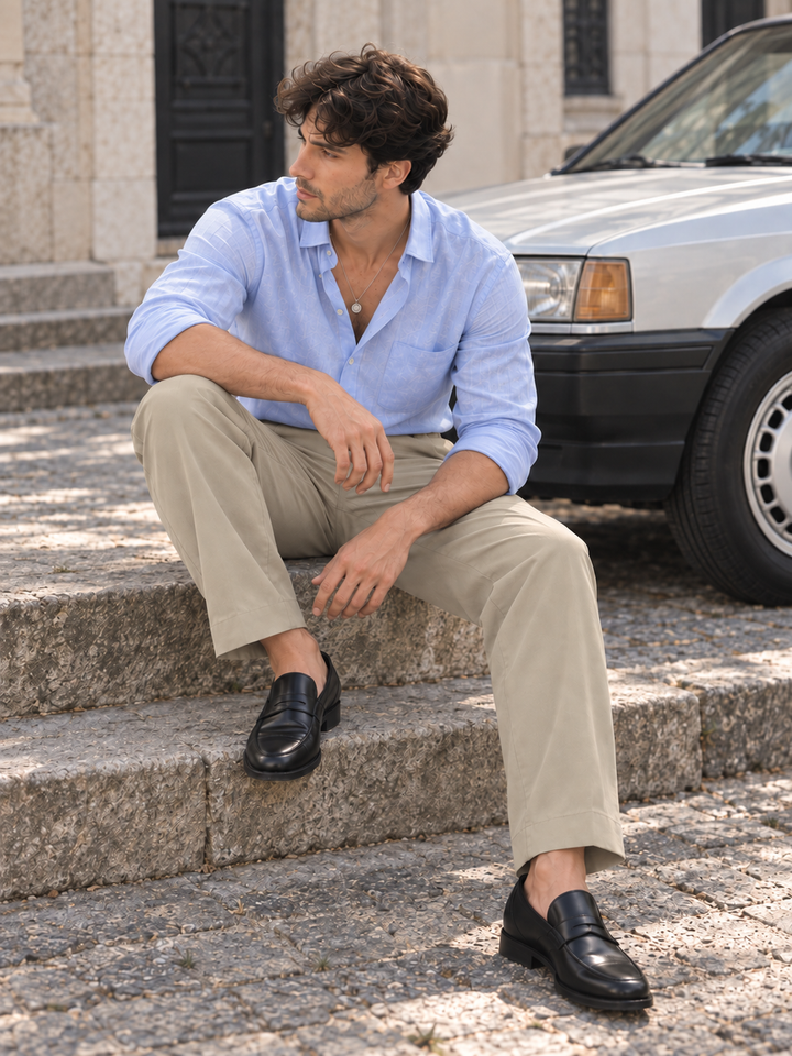 Korean Fit: Straight Khaki Pants