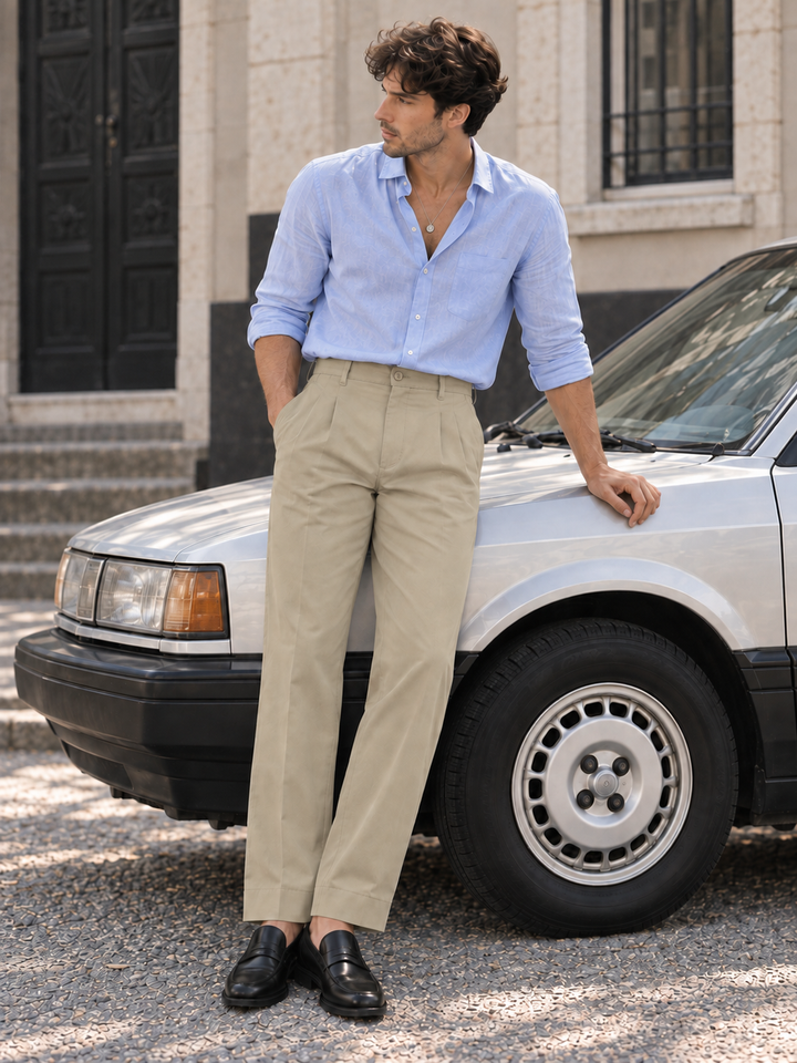 Korean Fit: Straight Khaki Pants