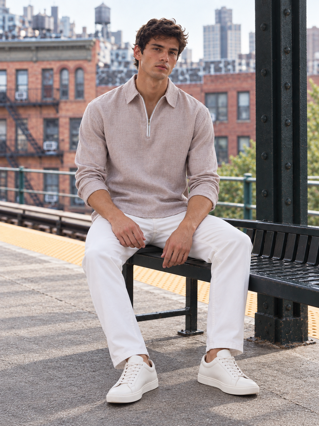 Long Sleeves : Peach Kurta