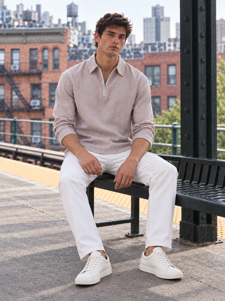 Long Sleeves : Peach Kurta