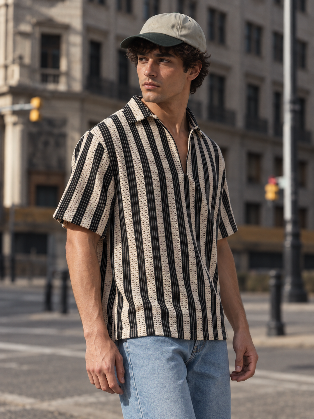 Short Sleeve : Back Ecru Crochet Shirt