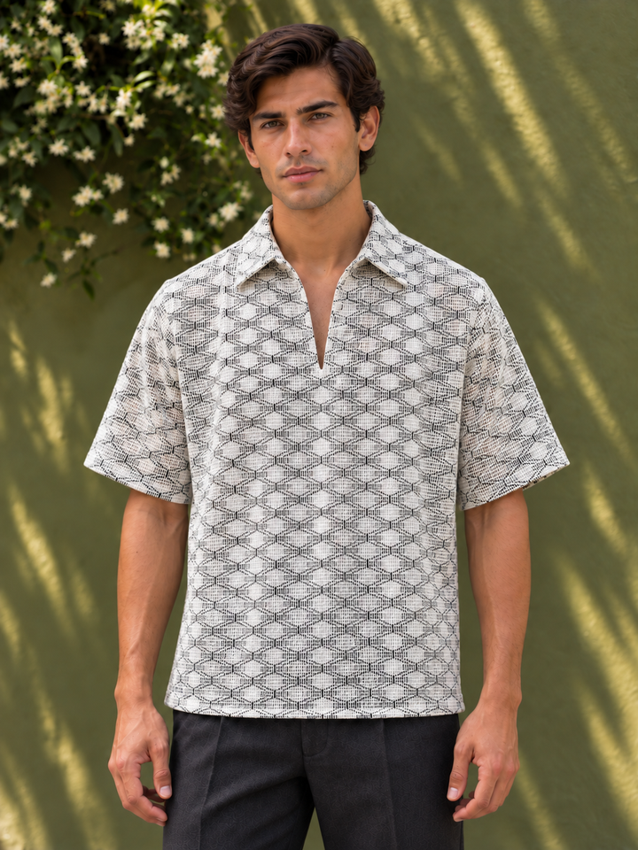 Short Sleeve : Multi Weave Crochet Shirt