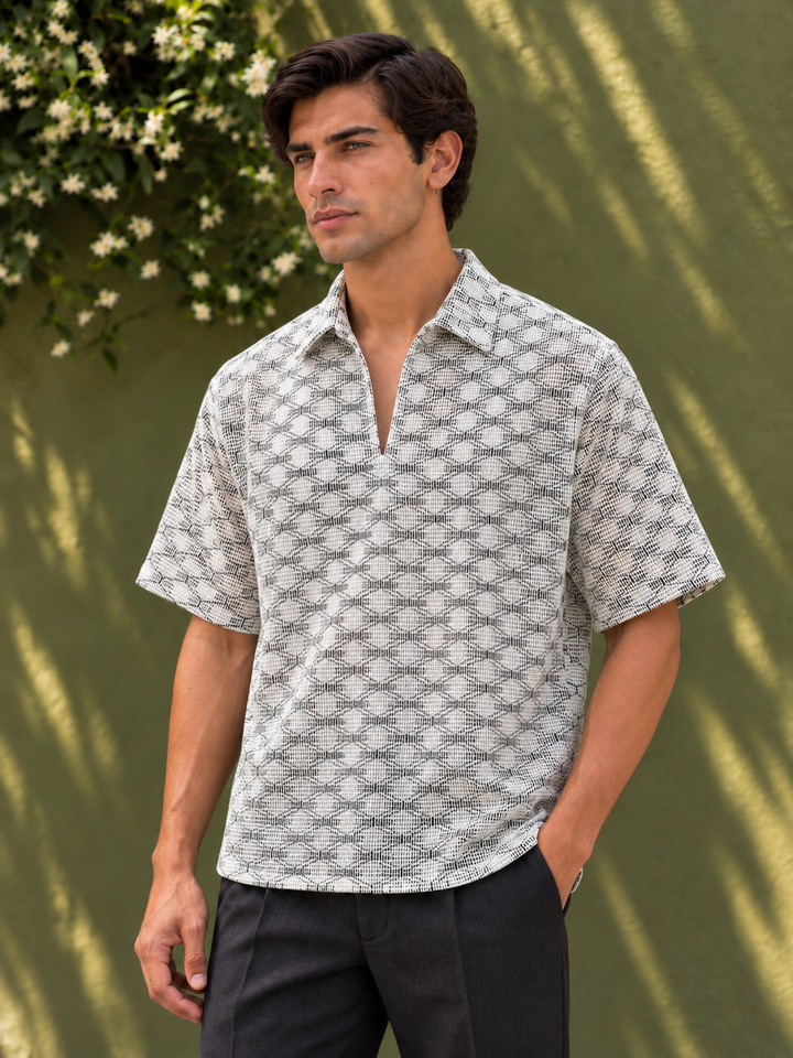 Short Sleeve : Multi Weave Crochet Shirt