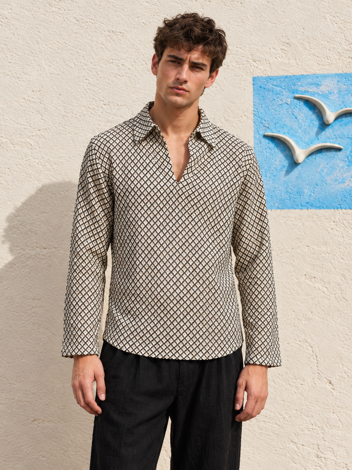 Long Sleeve: Textured Cubic Crochet Shirt