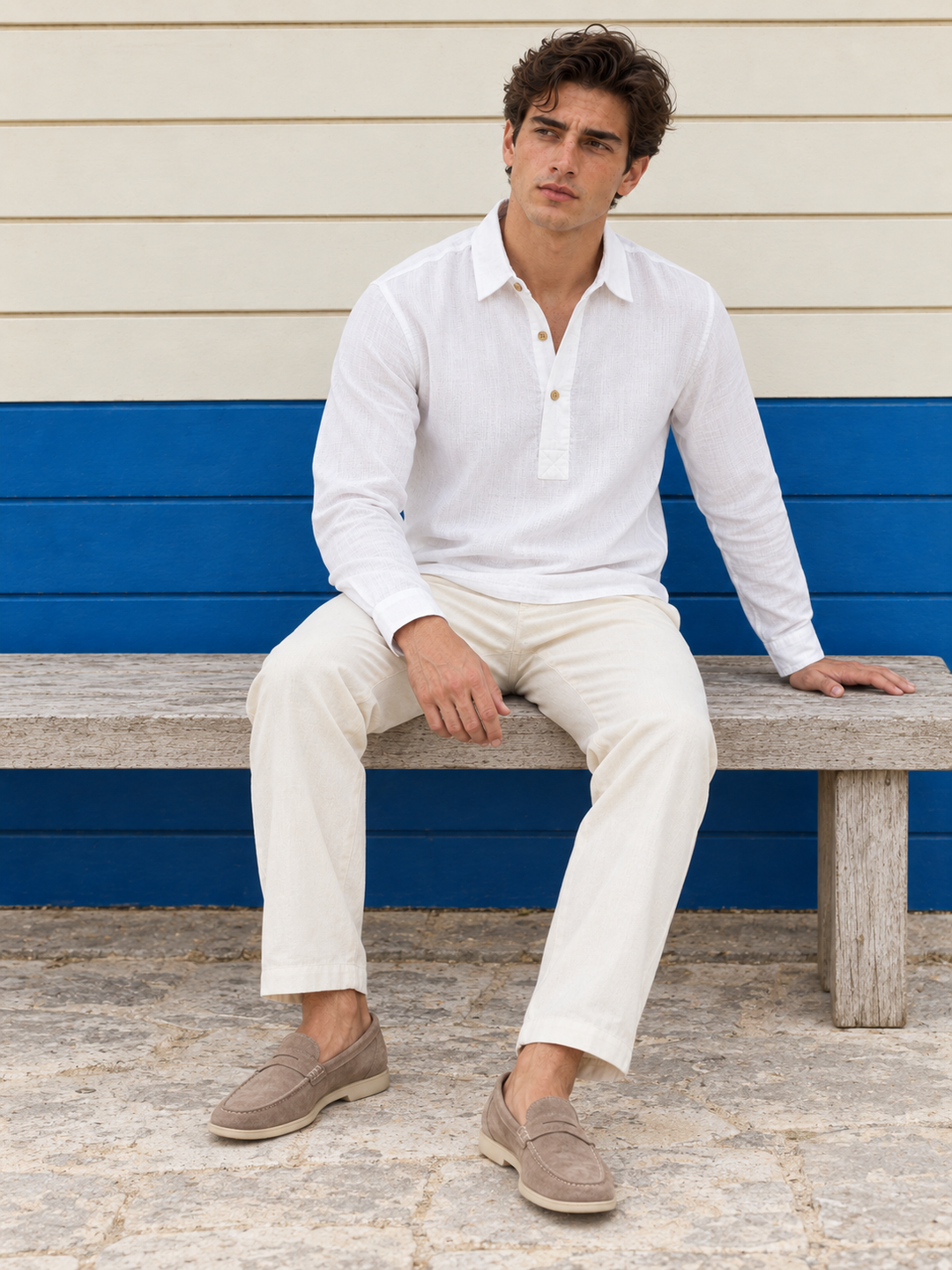 White Linen Dobby Kurta