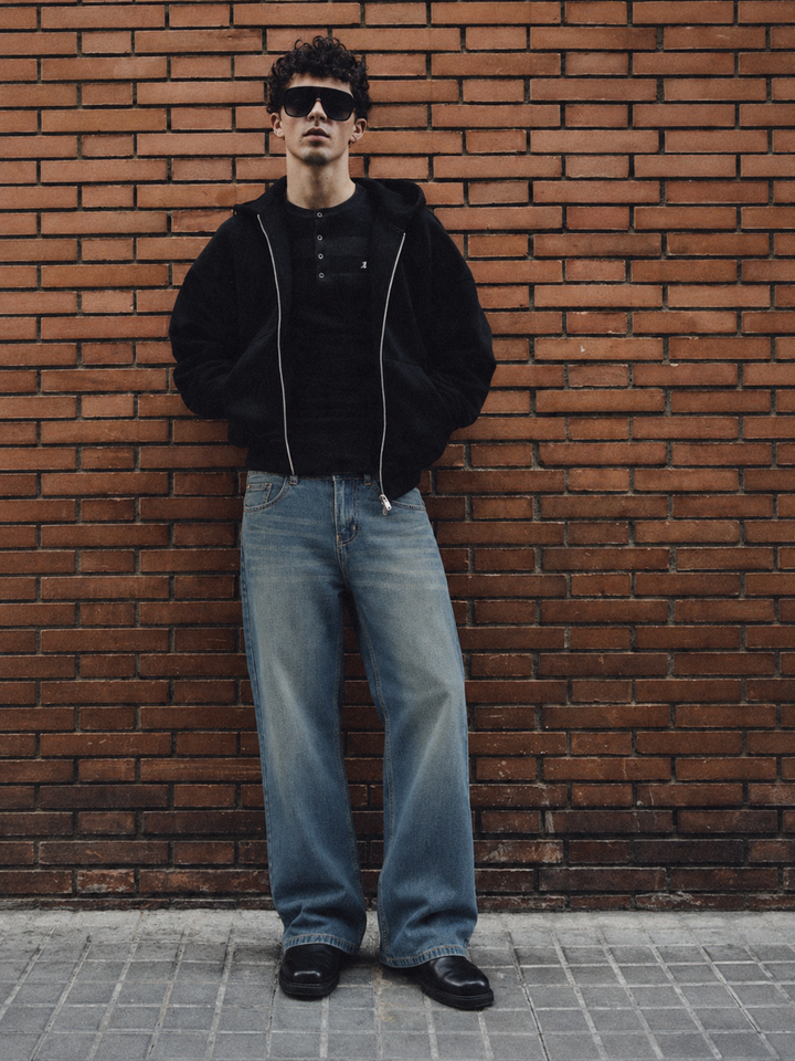 Flare : Blue Baggy Bootcut Jeans