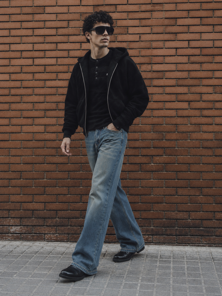 Flare : Blue Baggy Bootcut Jeans