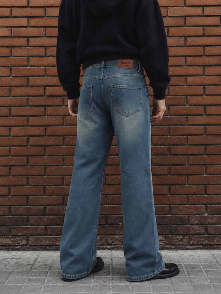 Flare : Blue Baggy Bootcut Jeans