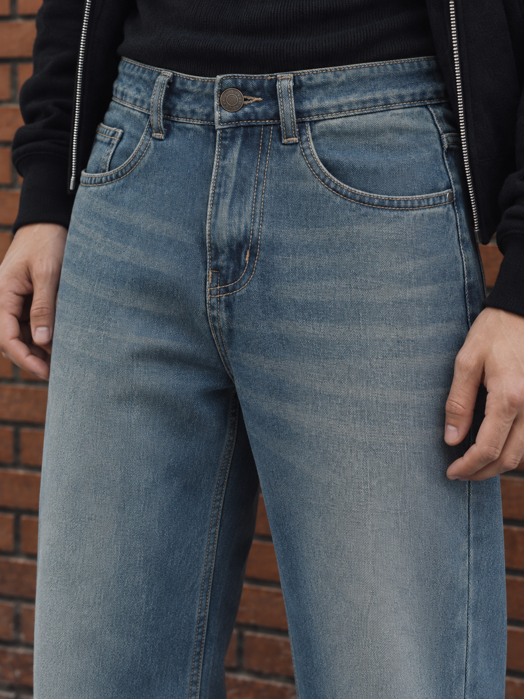 Flare : Blue Baggy Bootcut Jeans
