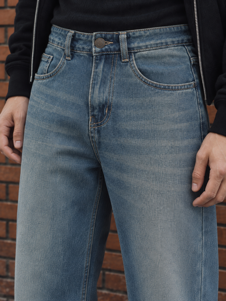 Flare : Blue Baggy Bootcut Jeans