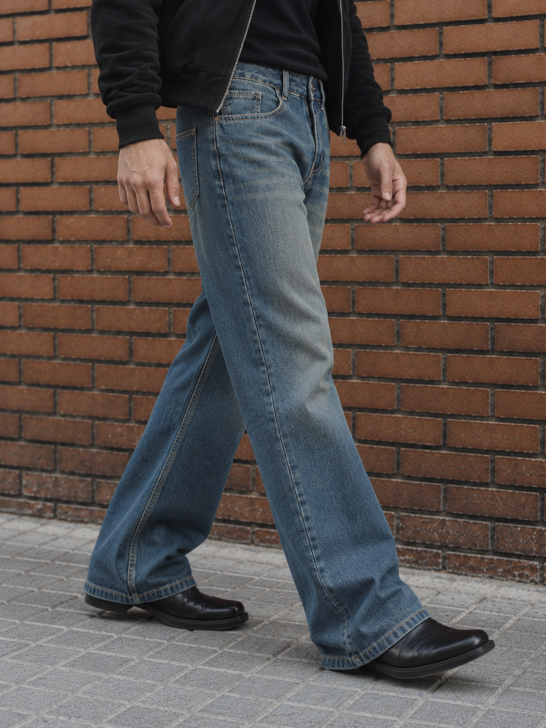 Flare : Blue Baggy Bootcut Jeans