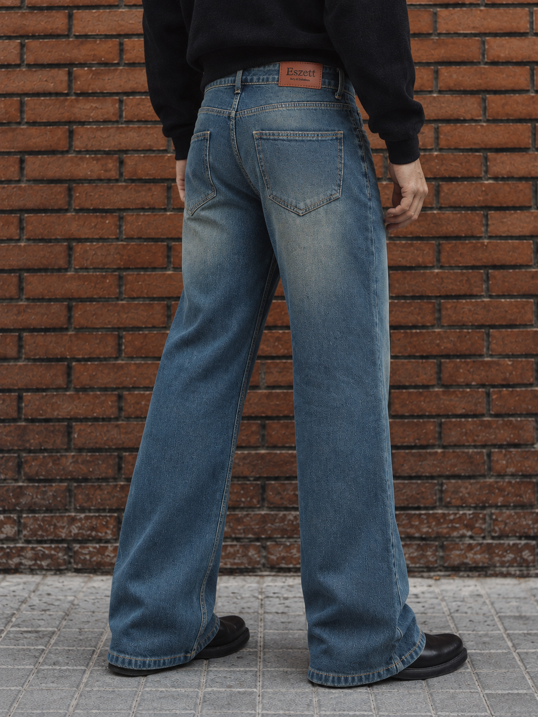 Flare : Blue Baggy Bootcut Jeans