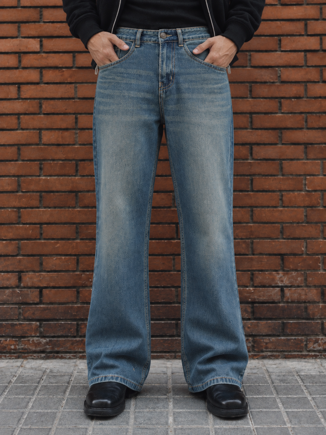 Flare : Blue Baggy Bootcut Jeans
