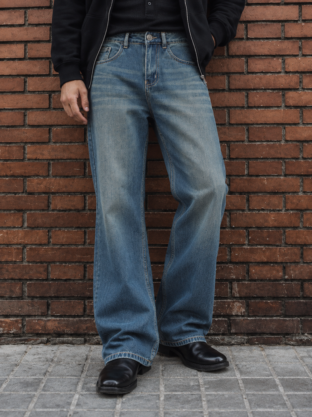 Flare : Blue Baggy Bootcut Jeans