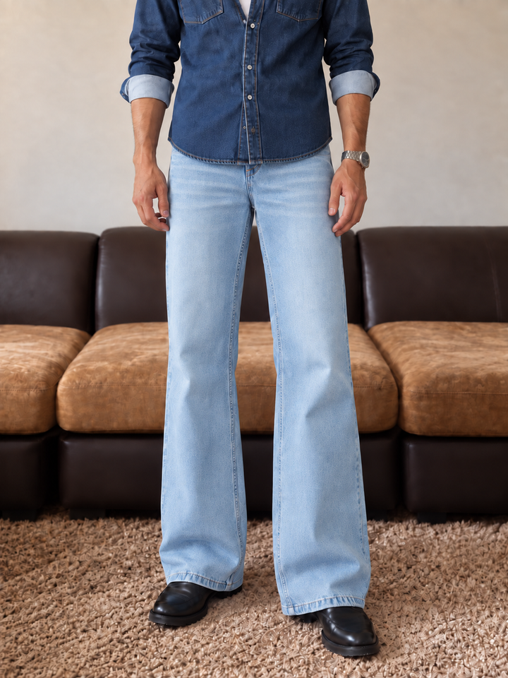 Ice Flare : Blue Baggy Bootcut Jeans