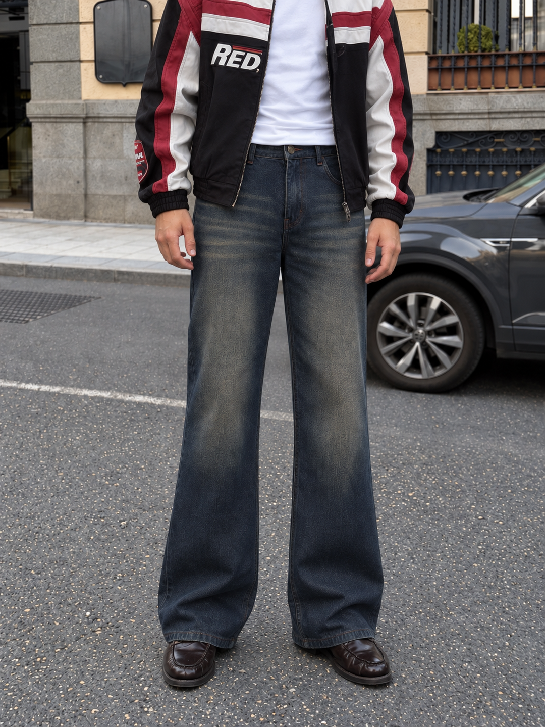 Raw Wash Flare : Blue Baggy Bootcut Jeans