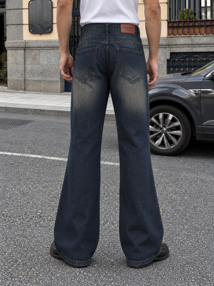 Raw Wash Flare : Blue Baggy Bootcut Jeans